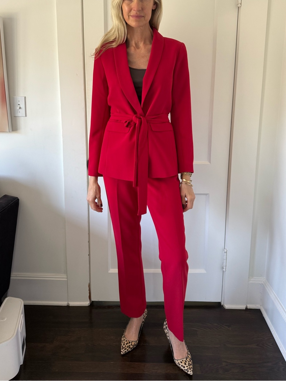 Ann Taylor Bright Red Tie-Waist Blazer & Matching Pants